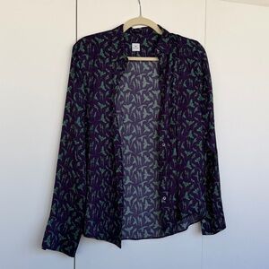 Paul Smith Purple and Teal Bird Pattern Shirt